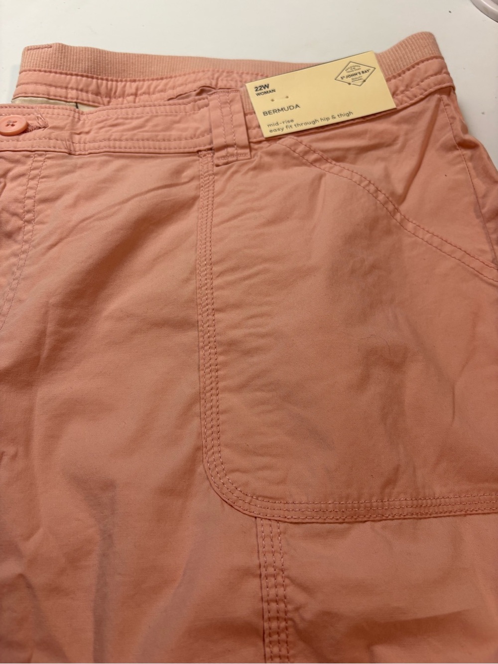 NEW !Cargo-Bermuda Shorts in Coral Cloud( Peachy-Pink!)St John’s Bay( NEW/TAG)